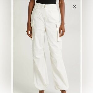 Good American Cream Cargo Drawstring Pants